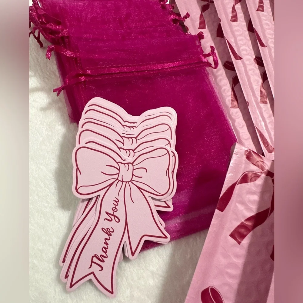 Pink Bubble Mailers & Bows And Shipping Essentials Set